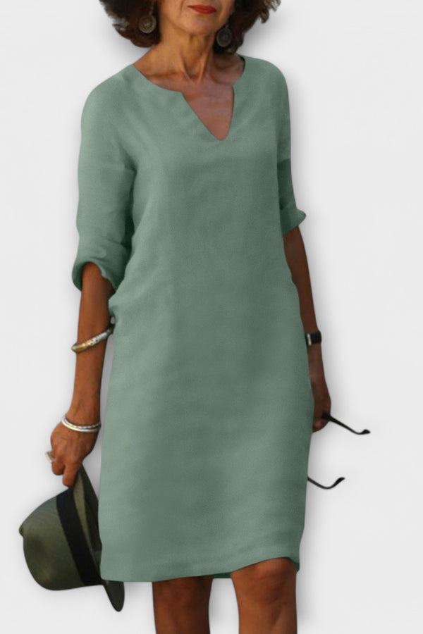 Sandra - Stylisches, komfortables V-Ausschnitt-Kleid