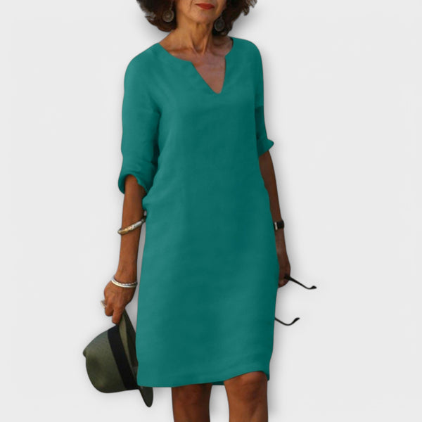 Sandra - Stylisches, komfortables V-Ausschnitt-Kleid
