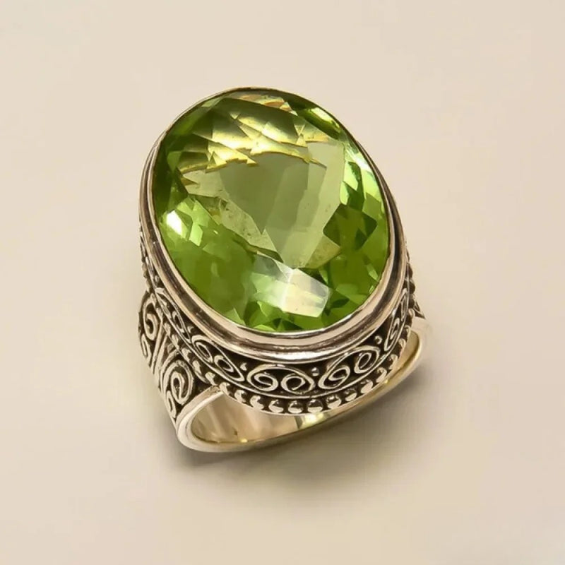Antique Olive Crystal Ring